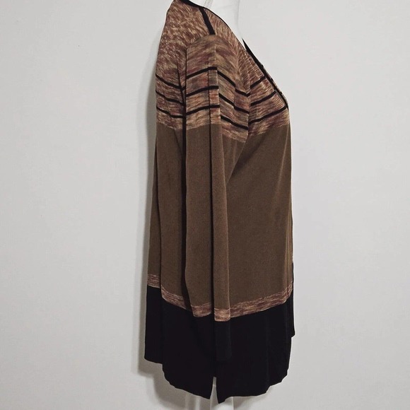 EXCLUSIVLEY MISOOK Twin Set Tank Top Sz S Knit Cardigan Sz XS Brown Stripe Fall - Picture 2 of 12